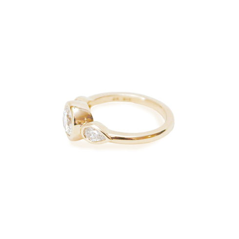 Bezel Set Round Lab Grown Diamond Trilogy Ring